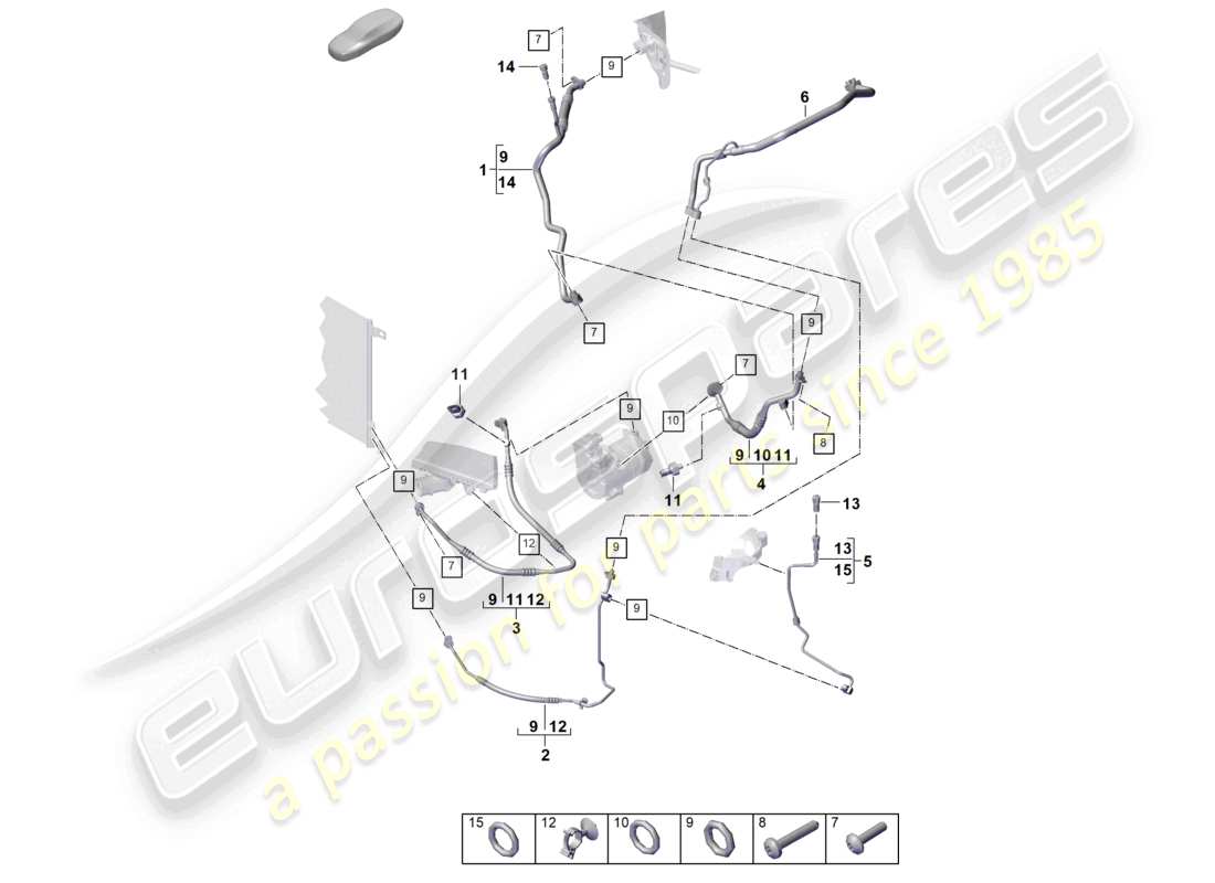 porsche 2026 (cayenne e3 pa) circuito refrigerante per veicoli con trazione ibrida schema delle parti