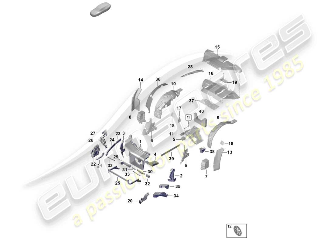 porsche 2024 (992-2) diagramma delle parti del corpo smorzante dell'assorbitore acustico