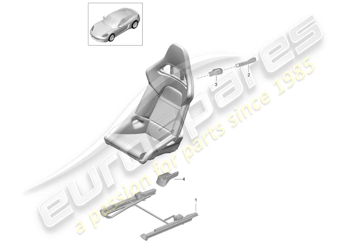 porsche 2023 (718 cayman) sedile a secchiello pieghevole (completo) non più disponibile schema dei componenti