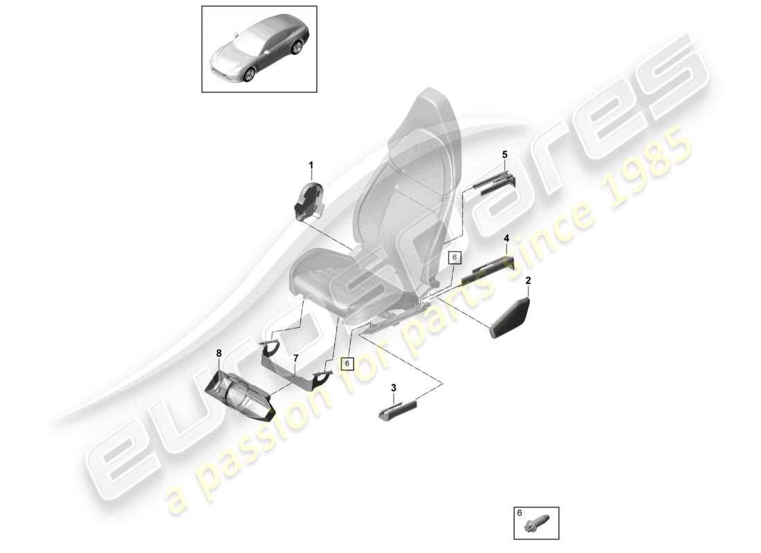 porsche 2021 (panamera 971-1) sedile anteriore (completo) non più disponibile sedile comfort schema delle parti