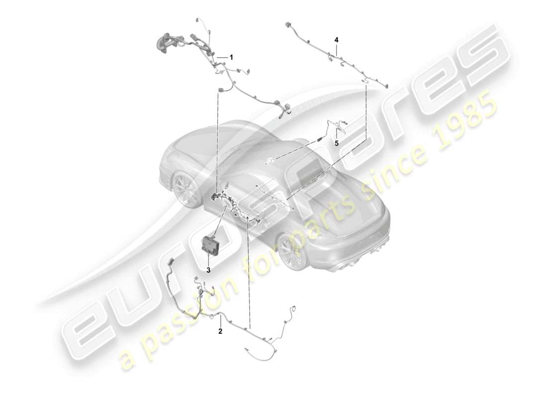 porsche 2022 (718 boxster spyder) cablaggi porte consolle centrale unità di controllo porte tetto/capotetto schema delle parti