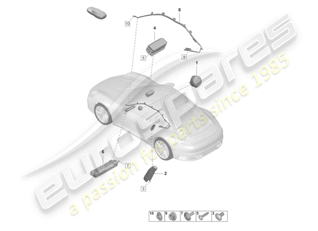 porsche 2020 (992-1 turbo / s) diagramma delle parti dell'airbag