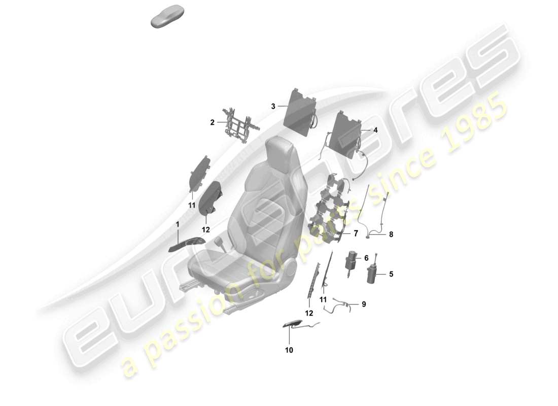 porsche 2025 (macan-e) componenti pneumatici per sedile comfort sedile sportivo schema delle parti