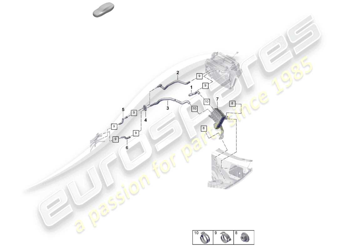 porsche 2026 (cayenne e3 pa) riscaldatore rhd circuito ad alta temperatura riscaldamento ad alta tensione (ptc) per veicoli con trazione ibrida schema dei componenti