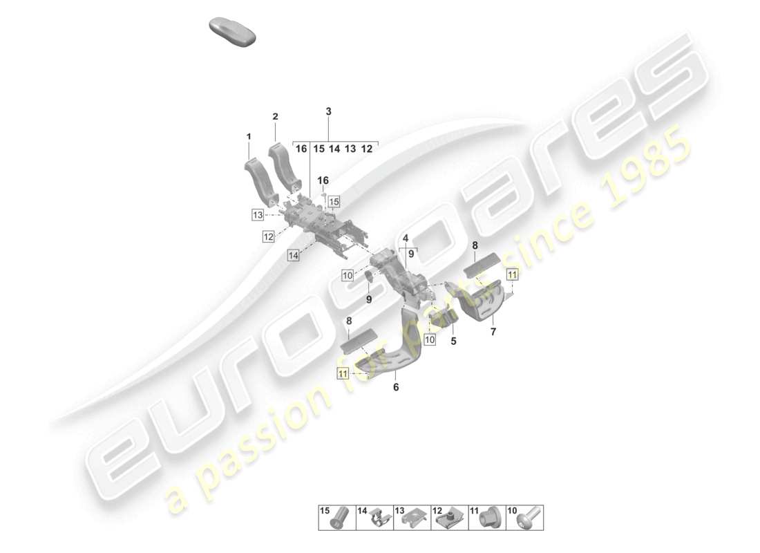 porsche 2026 (taycan 9j1-2) guida dell'aria consolle centrale diagramma delle parti