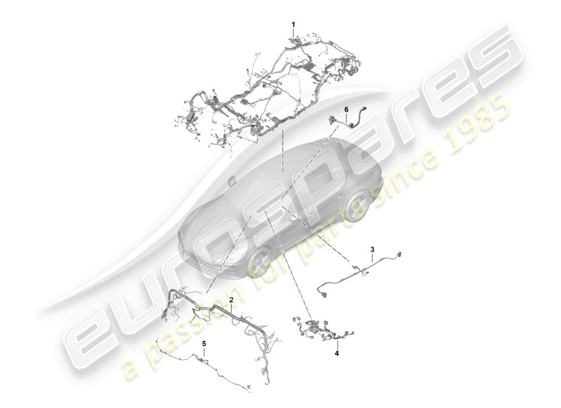 porsche 2026 (panamera 976) set di cavi per abitacolo e cablaggio del cruscotto per la consolle centrale schema dei componenti
