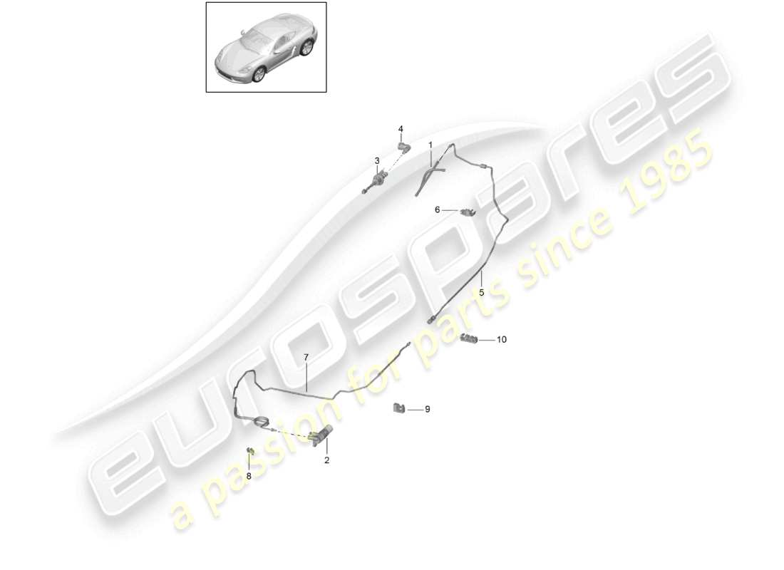 porsche 2023 (718 cayman) azionamento del giunto idraulico cilindro principale della frizione cilindro secondario della frizione diagramma delle parti