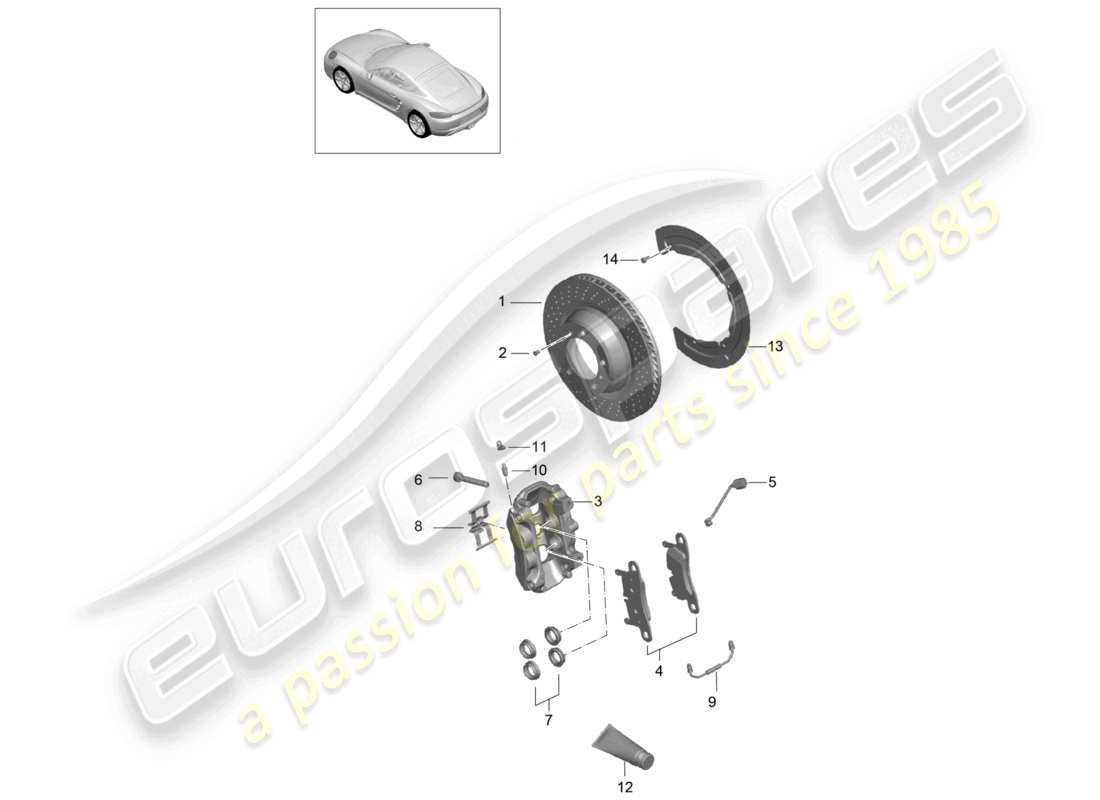 porsche 2021 (718 cayman) freno a disco asse posteriore diagramma delle parti