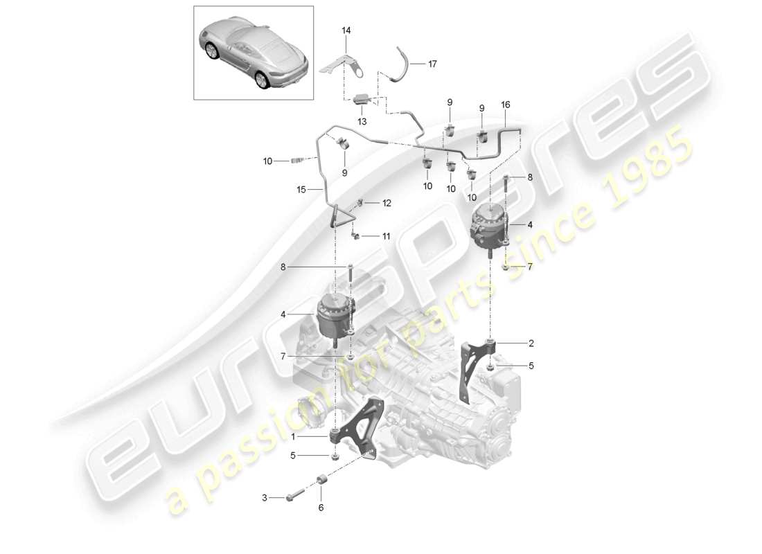 porsche 2022 (718 cayman) schema delle parti per il montaggio del cambio