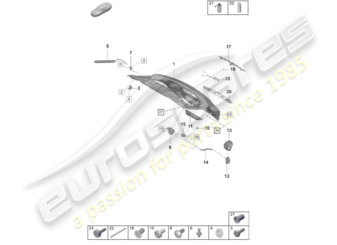 porsche 2024 (panamera 971-2) coperchio posteriore coperchio posteriore schema delle parti