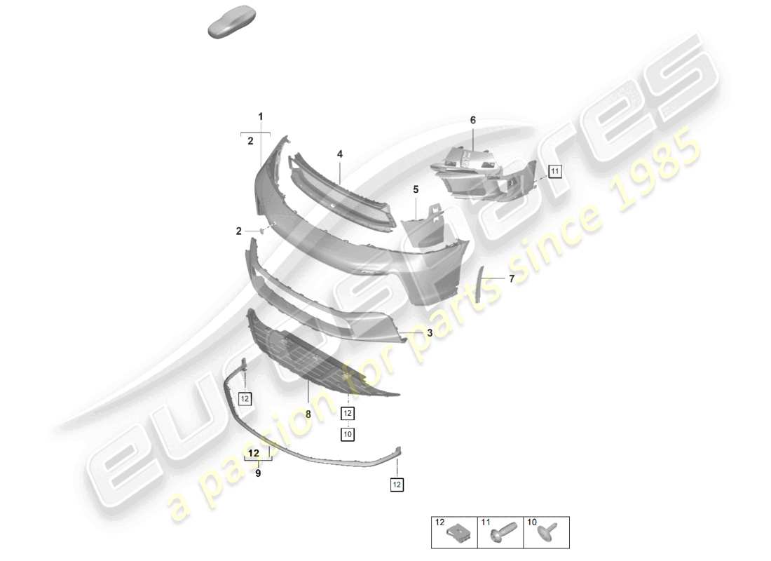 porsche 2025 (992-2 gt3/rs/st) paraurti anteriore diagramma delle parti