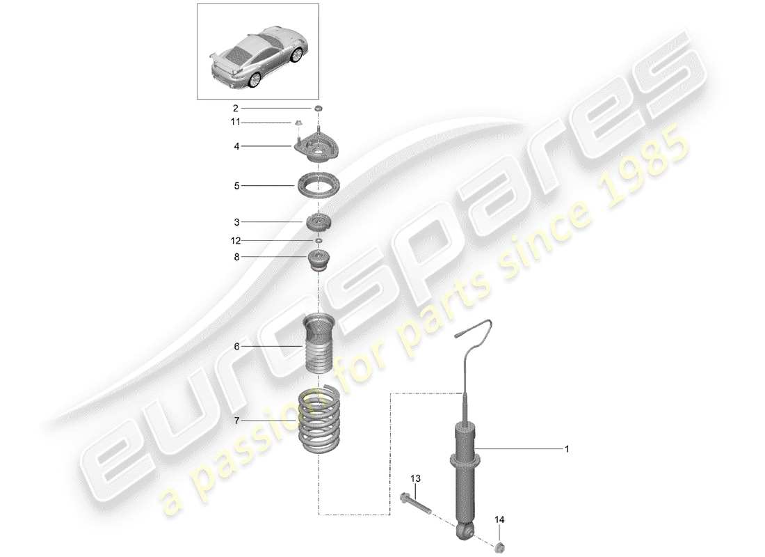 porsche 991 turbo (2018) schema delle parti ammortizzatore