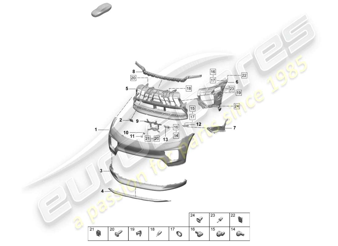 porsche 2025 (macan-e) paraurti anteriore diagramma delle parti