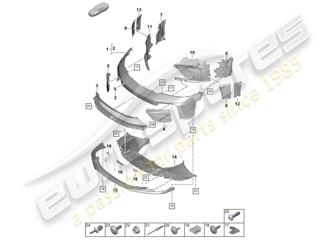 porsche 2026 (992-2 gt3) paraurti anteriore gt3 diagramma delle parti