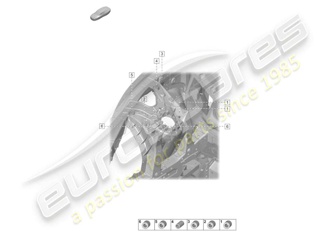 porsche 2020 (taycan 9j1-1) sospensione a cupola anteriore sinistra a destra diagramma delle parti