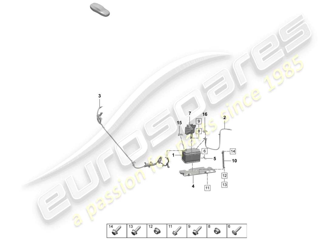 porsche 2025 (macan-e) diagramma delle parti della batteria