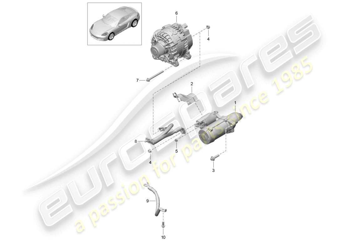 porsche 2024 (718 cayman) schema elettrico della linea di terra dell'alternatore del motorino di avviamento