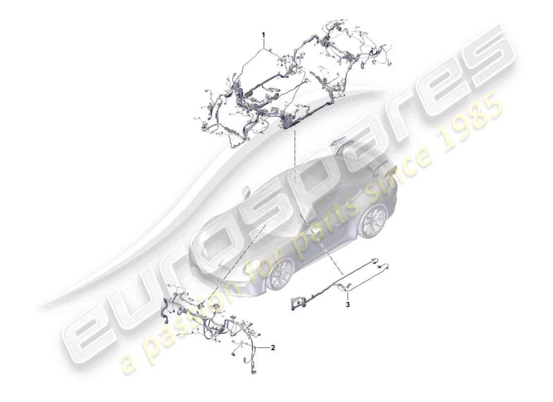 porsche 2025 (992-2 gt3) set di cavi per abitacolo e cablaggio del cruscotto per la consolle centrale schema dei componenti
