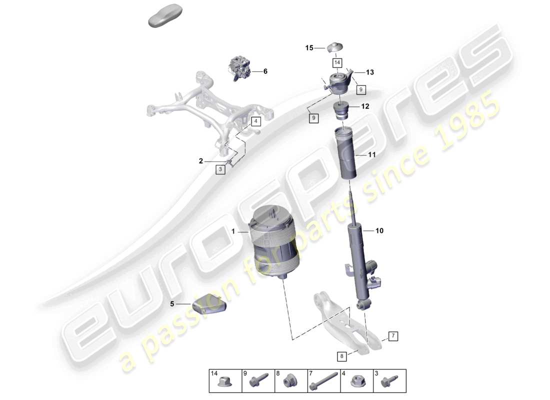 porsche 2026 (cayenne e3 pa) sospensioni pneumatiche, molle pneumatiche, ammortizzatori, sensore di livello, diagramma delle parti