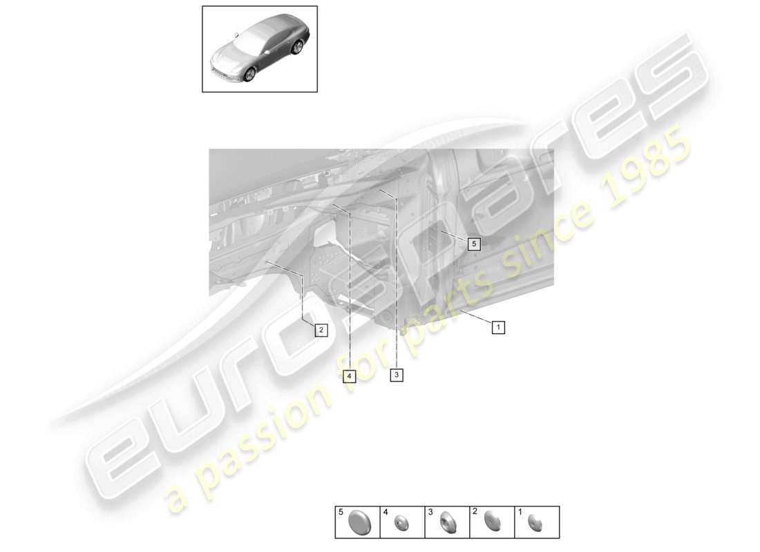 porsche 2021 (panamera 971-1) tappi laterali parte posteriore diagramma delle parti