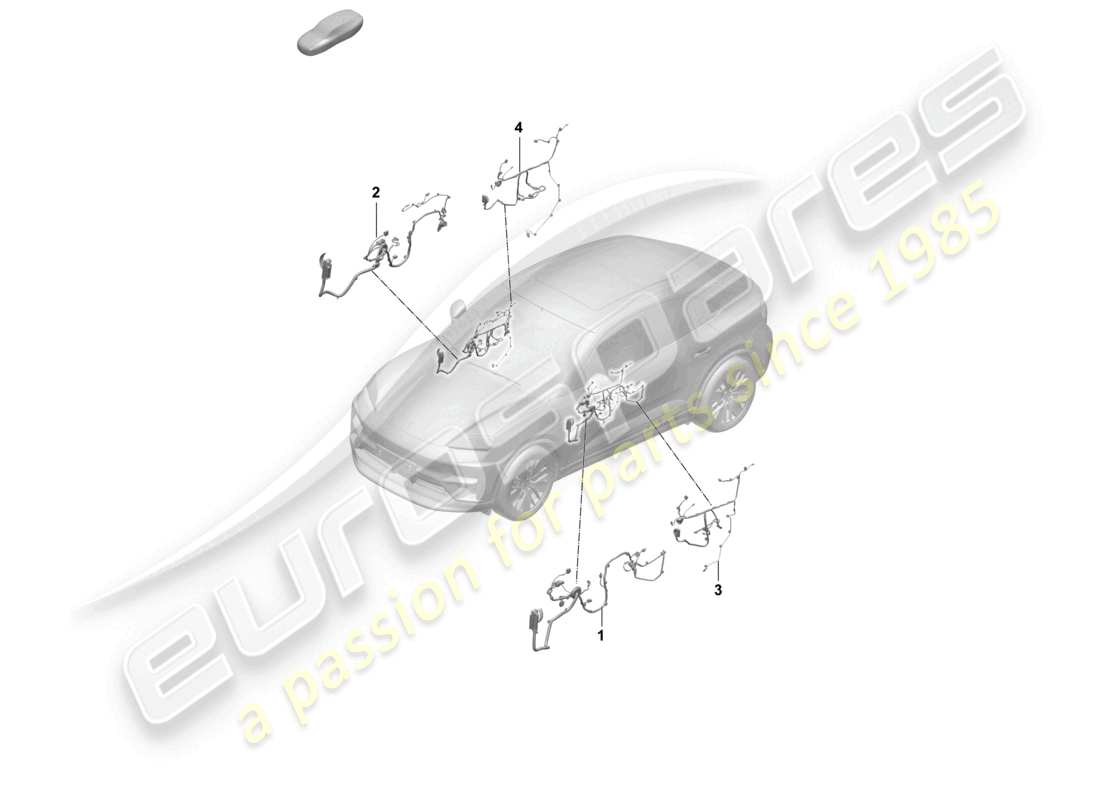 porsche 2025 (macan-e) schema elettrico del set di cablaggio per la parte anteriore della porta