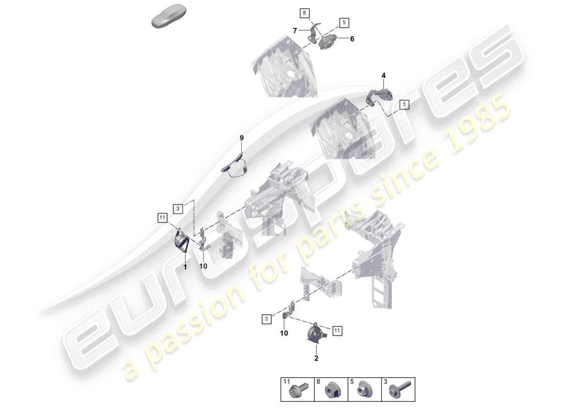 porsche 2026 (cayenne e3 pa) schema delle parti del segnalatore acustico della fanfara del segnalatore acustico dell'allarme