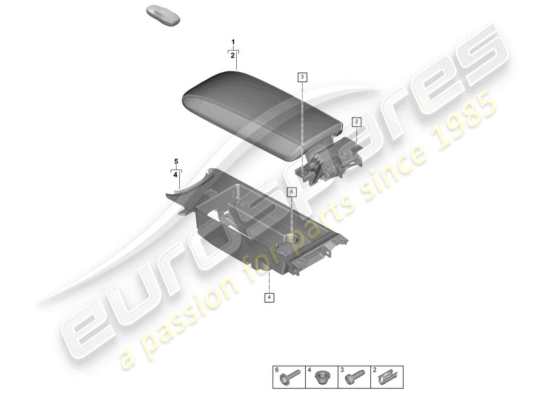 porsche 2025 (992-2 gt3) schema delle parti della copertura degli accessori della console centrale