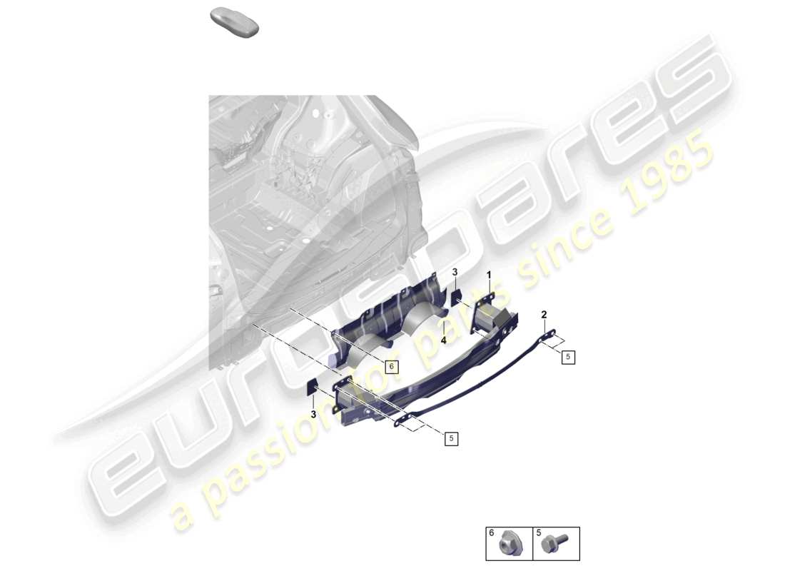 porsche 2026 (cayenne e3 pa) supporto paraurti posteriore per sistema di scarico sportivo schema delle parti