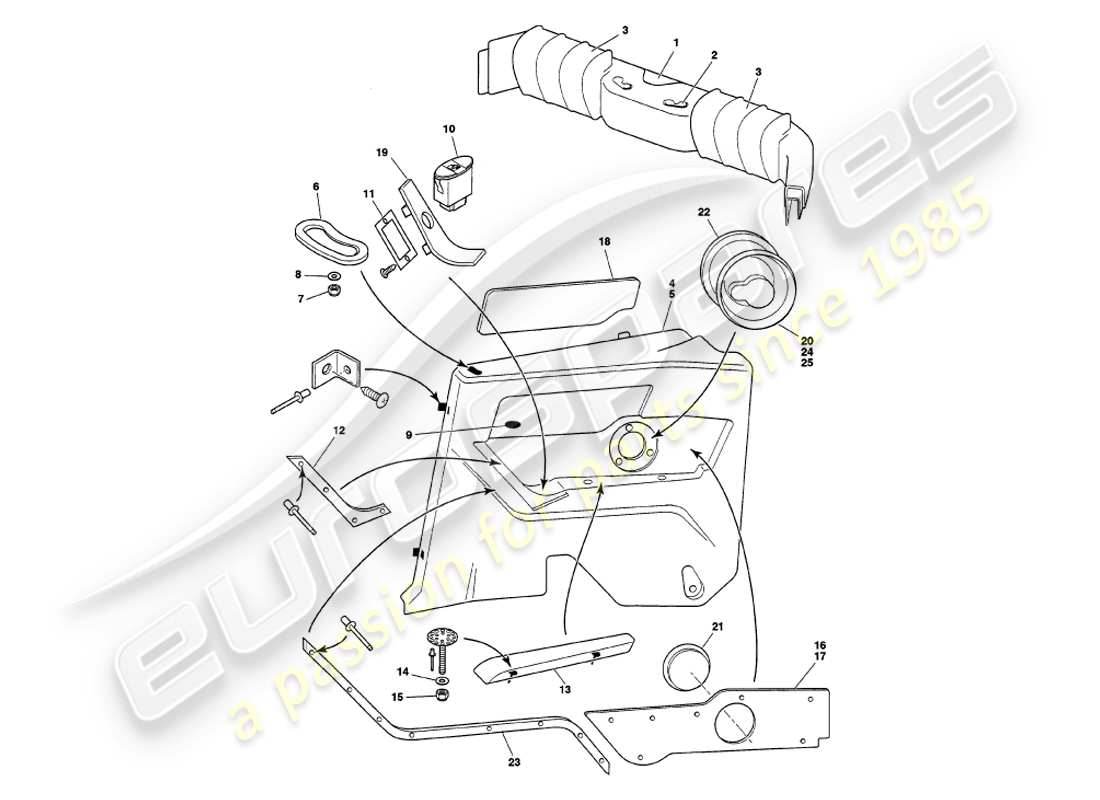 aston martin v8 volante (1997) rivestimento posteriore diagramma delle parti