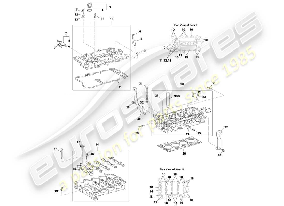aston martin cygnet (2012) testata diagramma delle parti
