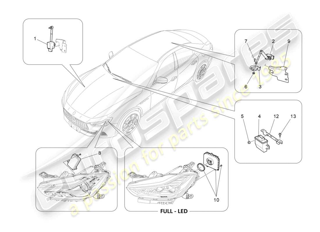 maserati ghibli (2018) diagramma delle parti di controllo del sistema di illuminazione