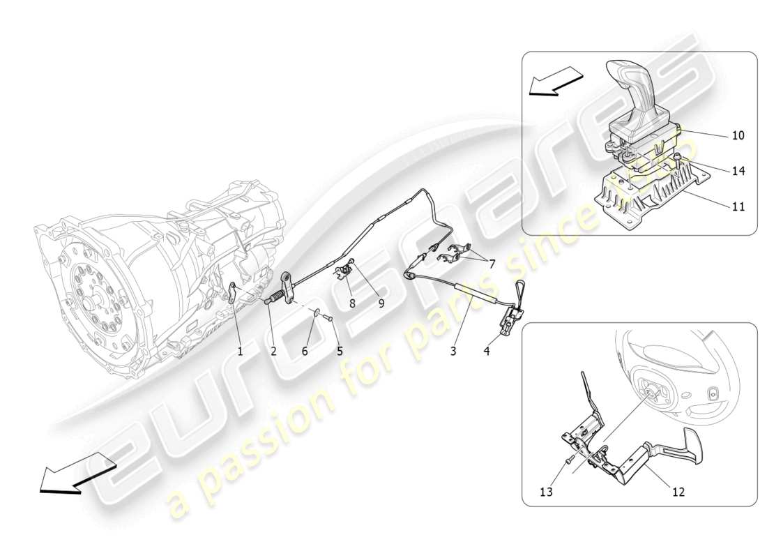 maserati ghibli fragment (2022) comandi del conducente per il diagramma delle parti del cambio automatico