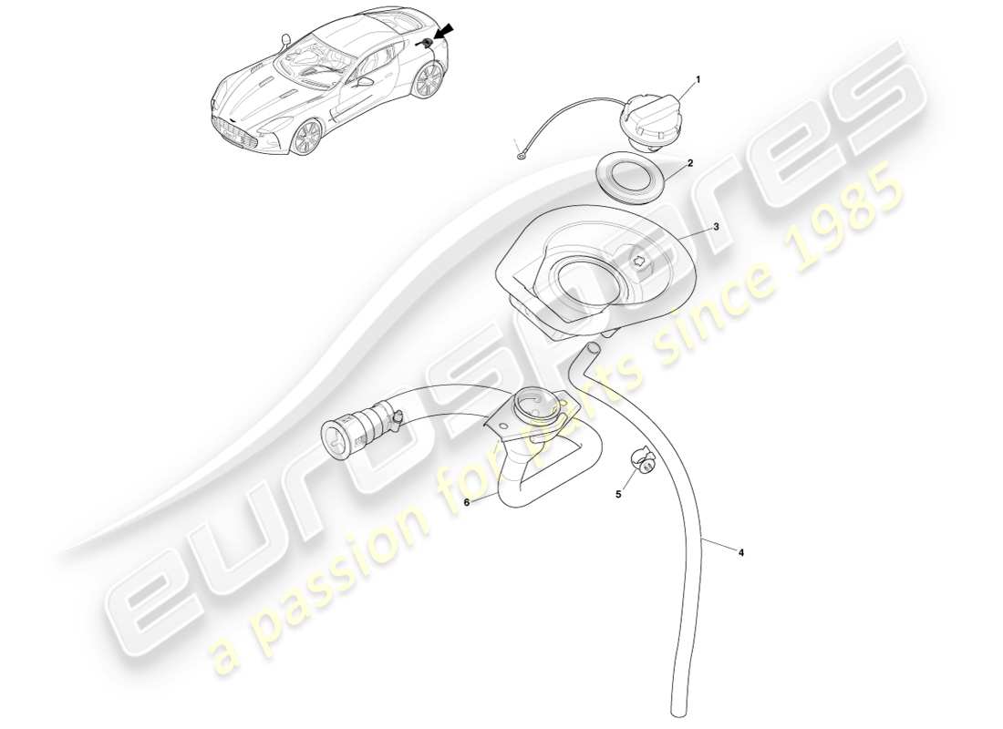 aston martin one-77 (2011) riempimento carburante diagramma delle parti