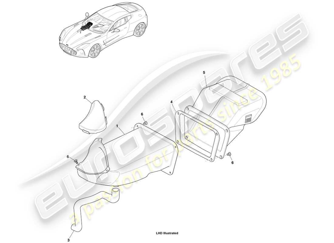 aston martin one-77 (2011) condotti di aspirazione dell'aria diagramma delle parti
