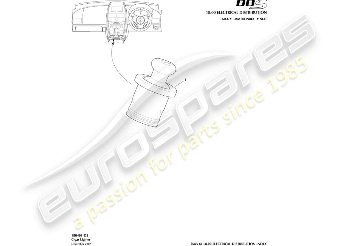 aston martin dbs (2014) accendino per sigari diagramma delle parti