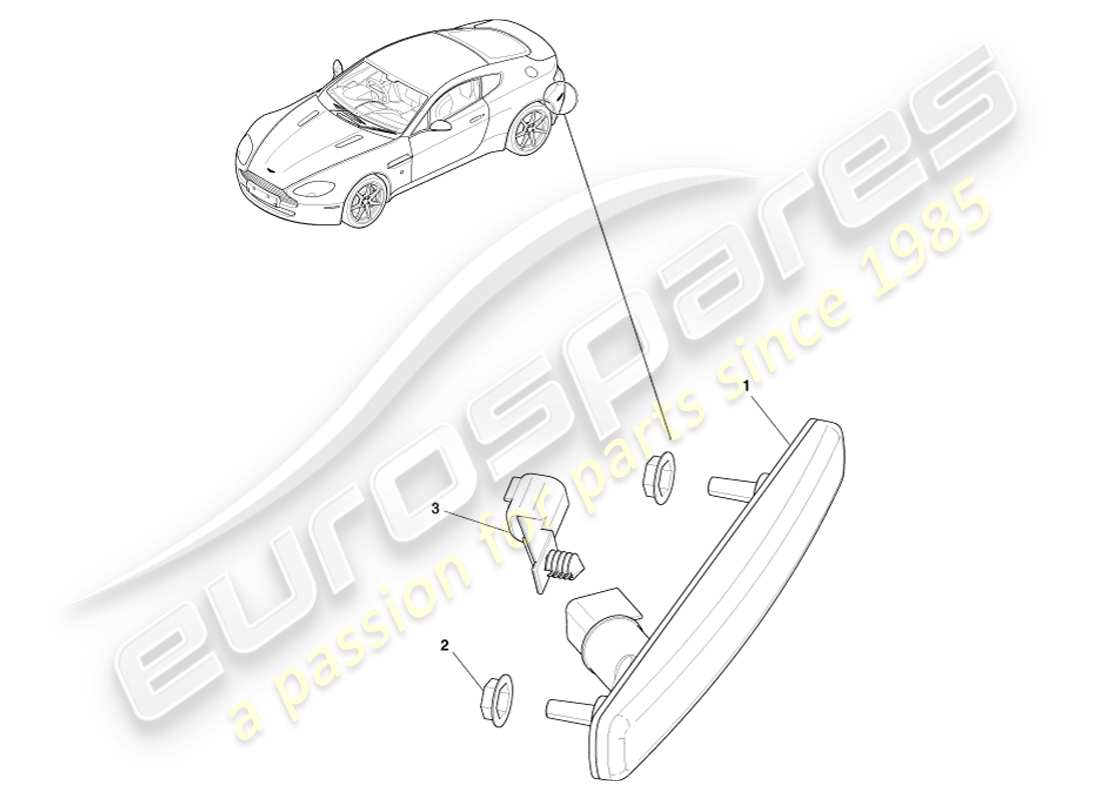 aston martin v8 vantage (2005) diagramma delle parti degli indicatori laterali posteriori