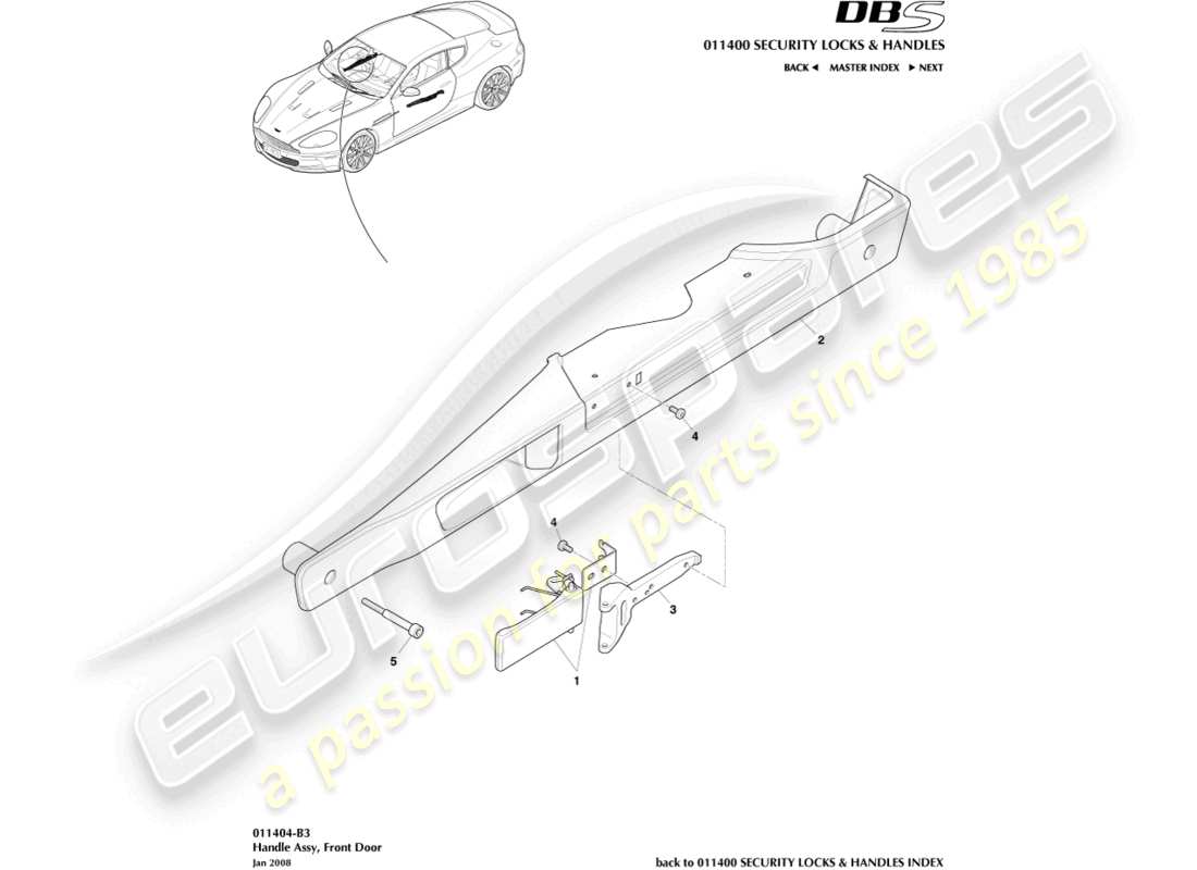 aston martin dbs (2013) maniglia di montaggio diagramma delle parti