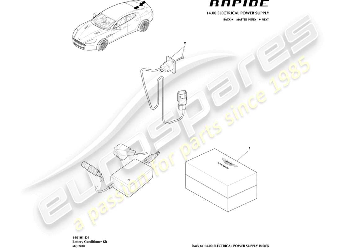 aston martin rapide (2013) batterie-conditioner-kit teilediagramm
