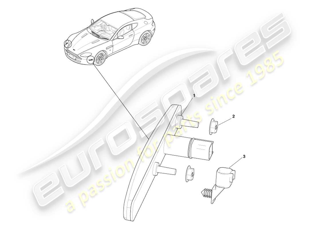 aston martin v8 vantage (2005) diagramma delle parti degli indicatori laterali anteriori