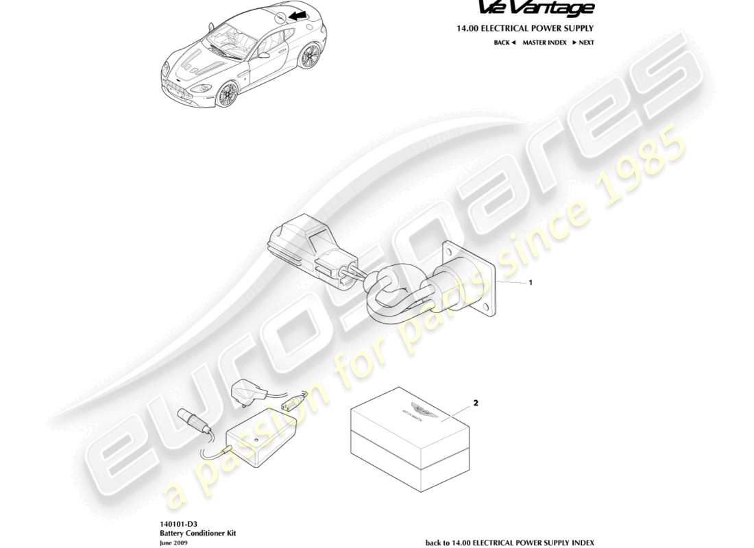 aston martin v12 vantage (2011) diagramma delle parti del kit condizionatore batteria