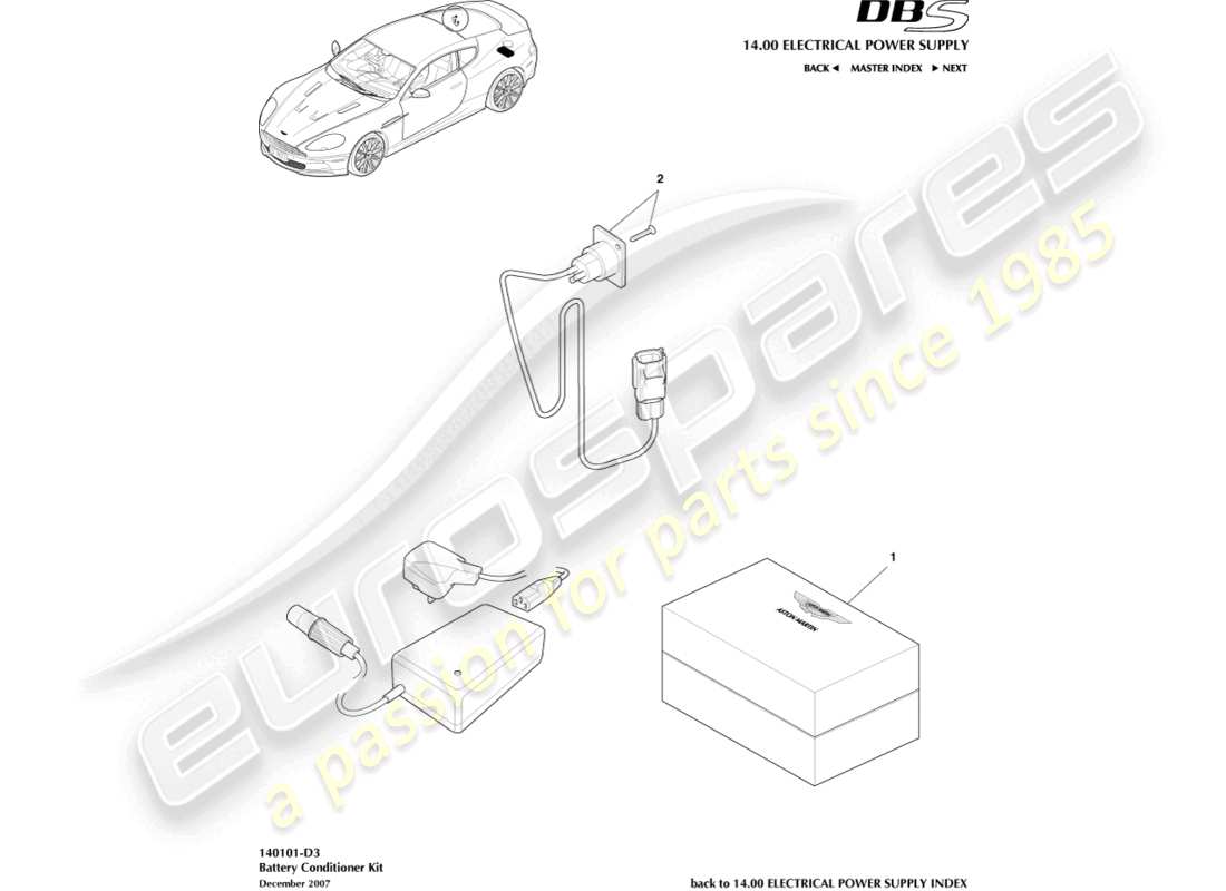 aston martin dbs (2010) batterie-conditioner-kit teilediagramm