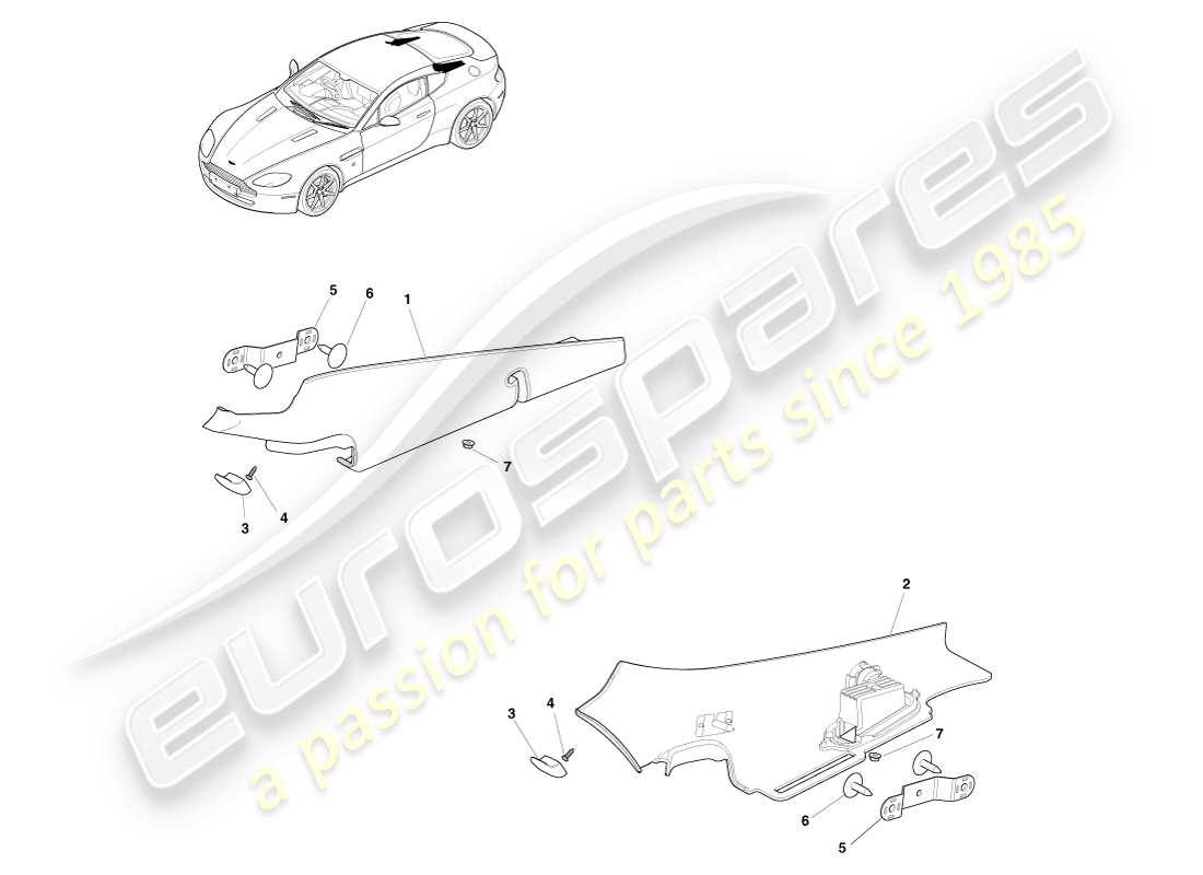 aston martin v8 vantage (2005) diagramma delle parti del gruppo montante c