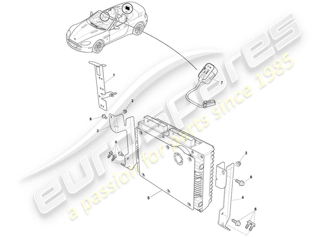 aston martin v8 vantage (2005) p3 amplificatore, diagramma delle parti roadster
