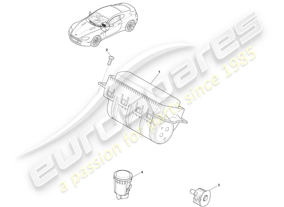 aston martin v8 vantage (2007) schema delle parti dell'airbag passeggero