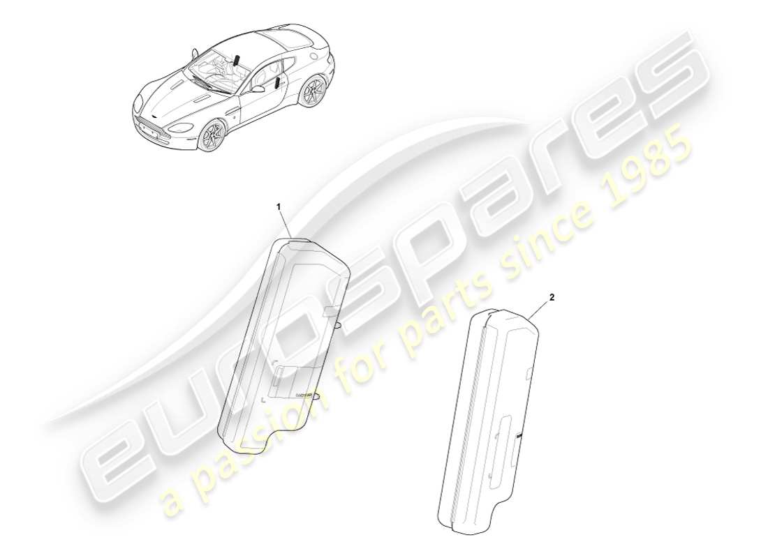 aston martin v8 vantage (2007) diagramma delle parti dell'airbag laterale