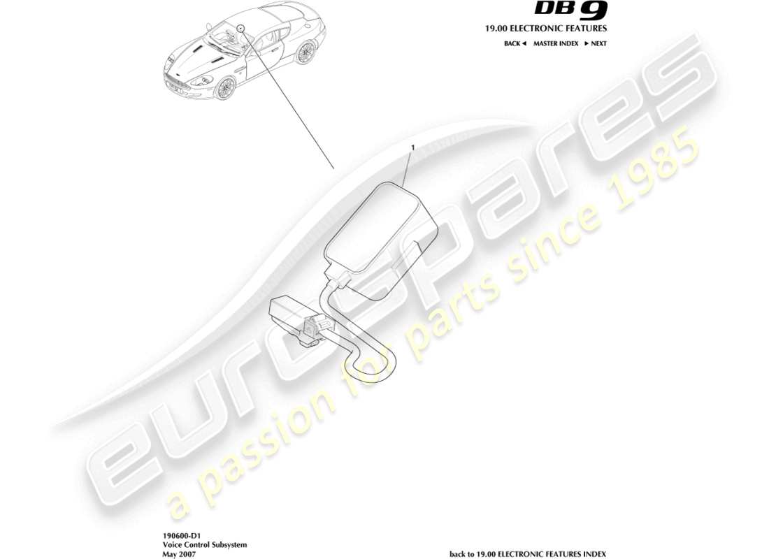 aston martin db9 (2004) sottosistema di controllo vocale diagramma delle parti