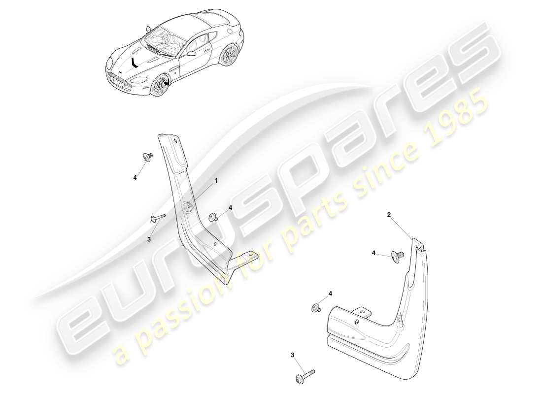 aston martin v8 vantage (2005) schema delle parti delle protezioni antisassi