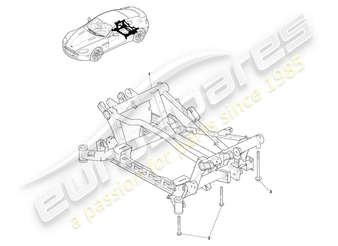 aston martin v8 vantage (2005) schema delle parti del sottotelaio posteriore
