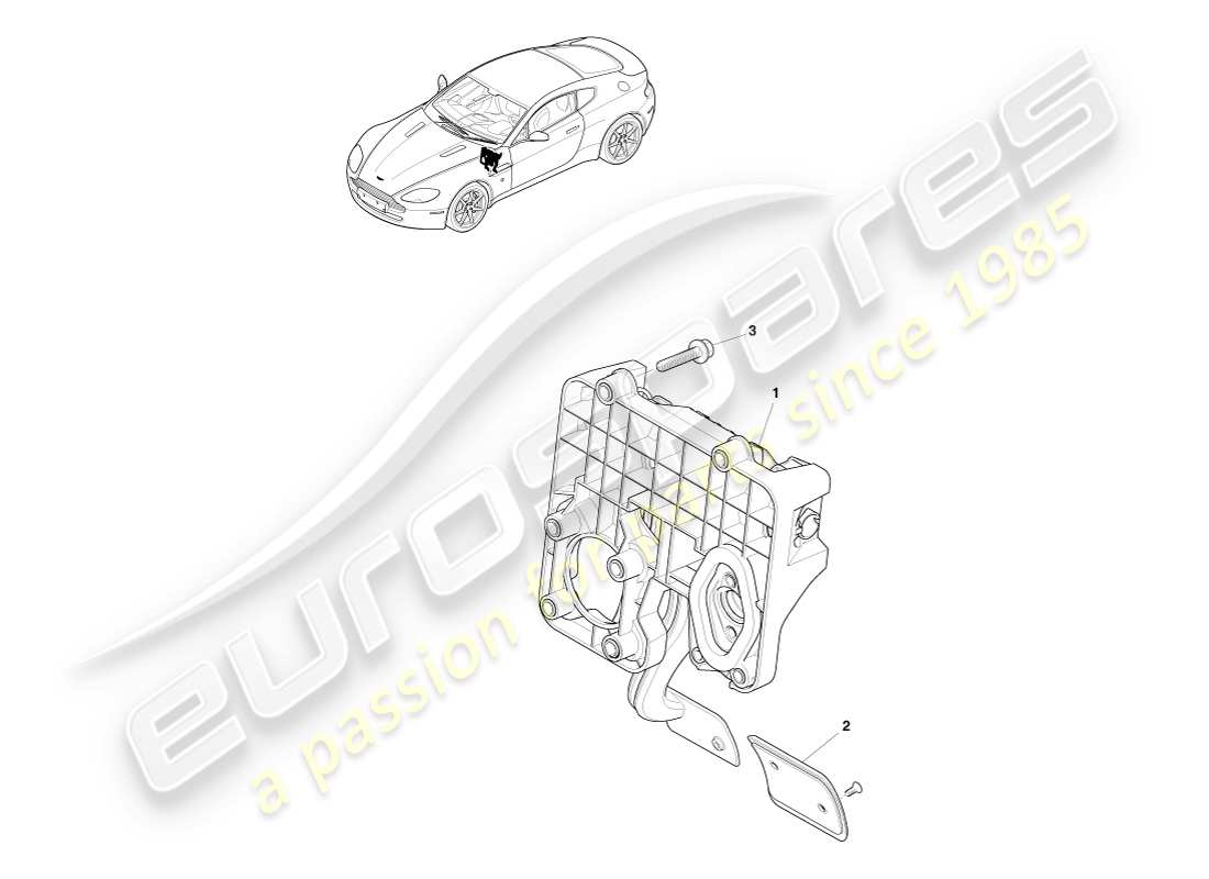 aston martin v8 vantage (2005) gruppo attuatore freno, diagramma delle parti asm