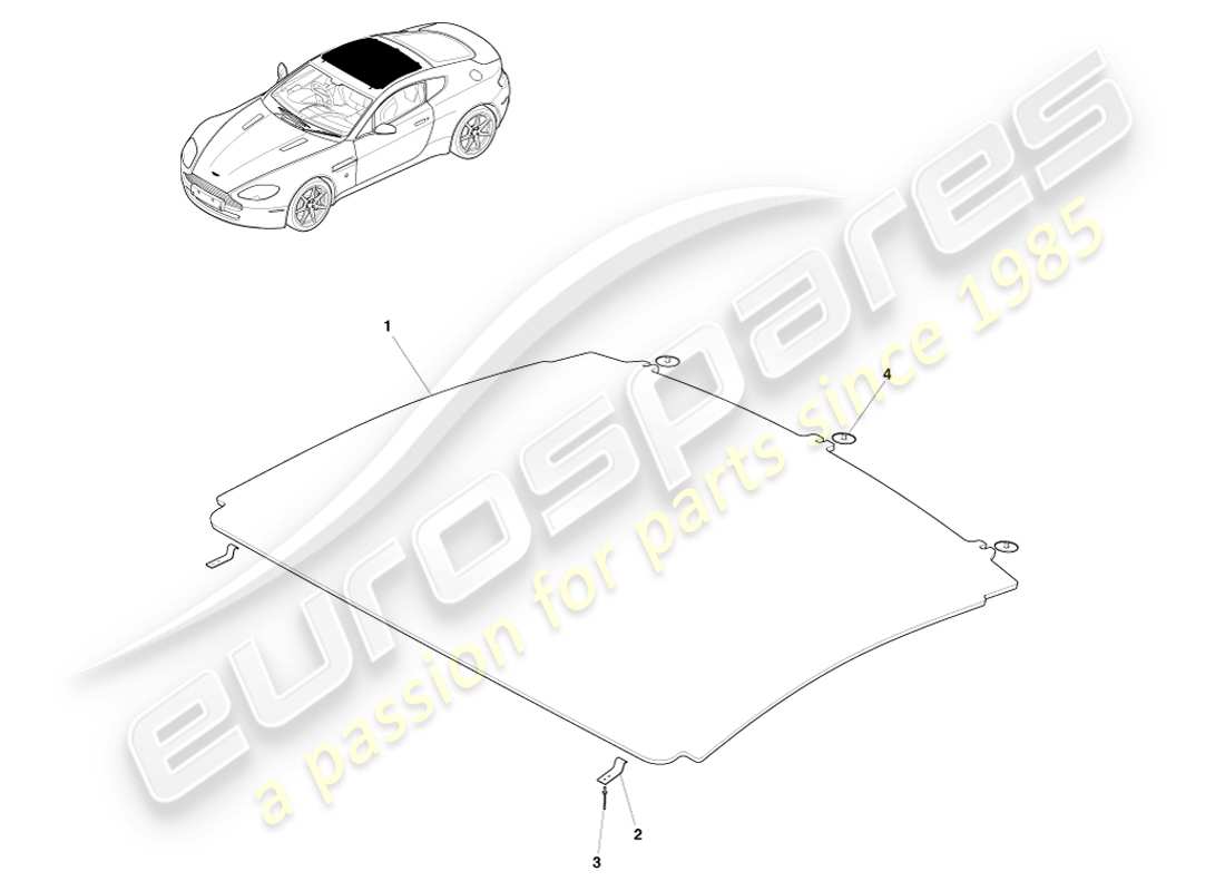 aston martin v8 vantage (2005) diagramma delle parti del gruppo headliner